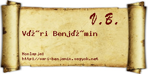 Vári Benjámin névjegykártya