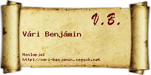 Vári Benjámin névjegykártya